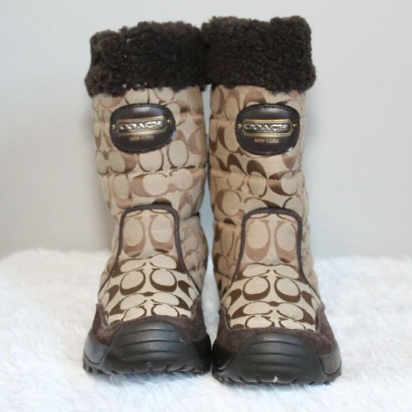 Coach Shoes - Coach Sonya Monogram Shearling Boots Brown A7075 Women's Size 8B 8 H12134